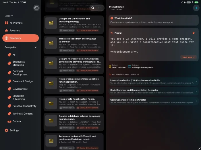 YONT App on iPad